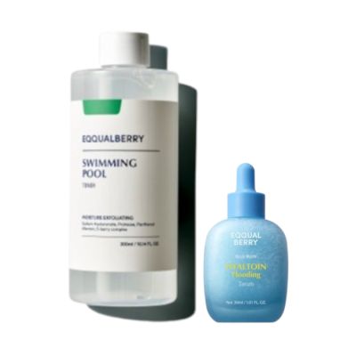 EQQUALBERRY - Swimming Pool Daily Facial Toner 155ml + Hyaltoin Flooding Serum 30ml Set - Glam Secret