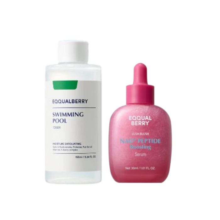 EQQUALBERRY - Swimming Pool Daily Facial Toner 155ml + NAD+ Peptide Boosting Serum 30ml - Set - Glam Secret