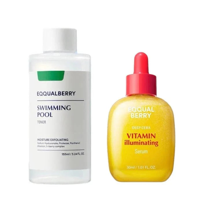 EQQUALBERRY - Swimming Pool Daily Facial Toner 155ml + Vitamin Illuminating Serum 30ml set - Glam Secret