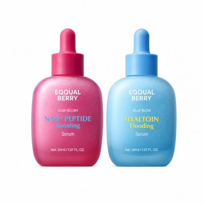 EQQUALBERRY NAD+ Peptide & Hyaltoin Serum Duo for Dry Skin, Dull Skin, Hydrated Skin, Sensitive looking Skin, Fine Lines. Loss of firmness. Rough texture, Weak skin barrier and glass skin - Glam Secret