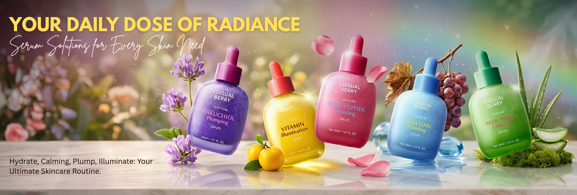 Luxury skincare store banner for Glam Secret UAE featuring Medicube, Anua, Biodance and Glow Recipe with authentic Korean and global beauty products, fast UAE delivery and premium skincare essentials.