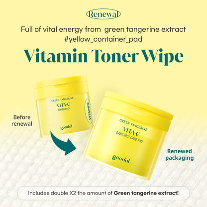 GOODAL Green Tangerine Vita C Toner Pad Plus 70 Pads - Glam Secret