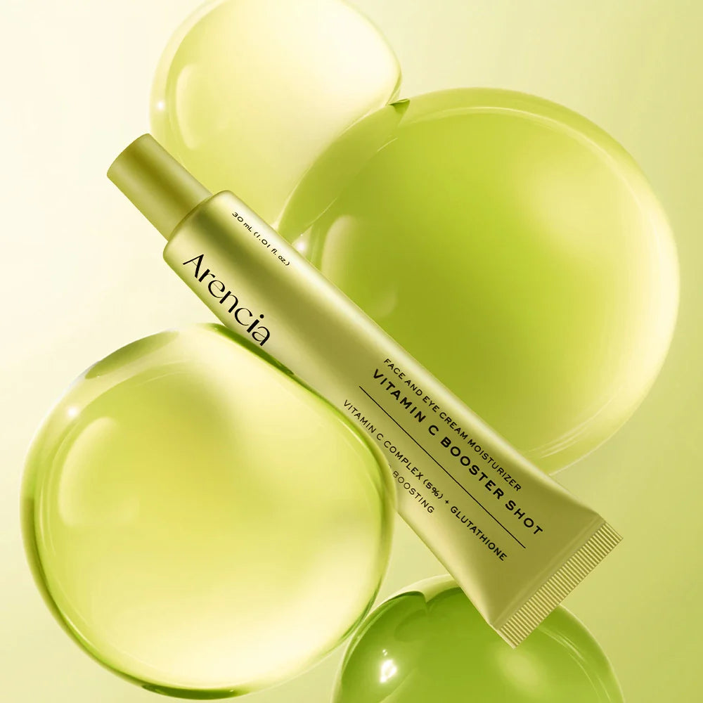 A brightening Korean serum booster shot by Arencia, designed to improve uneven skin tone and dullness.