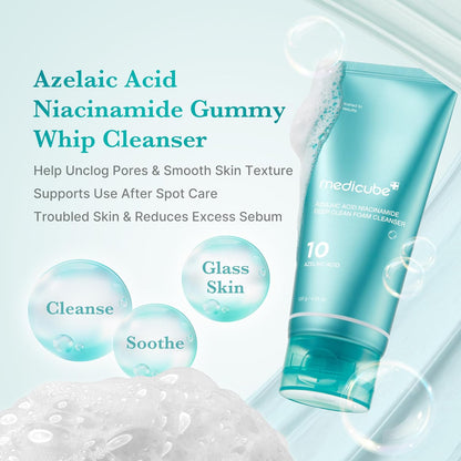 Korean foam cleanser with azelaic acid and niacinamide 