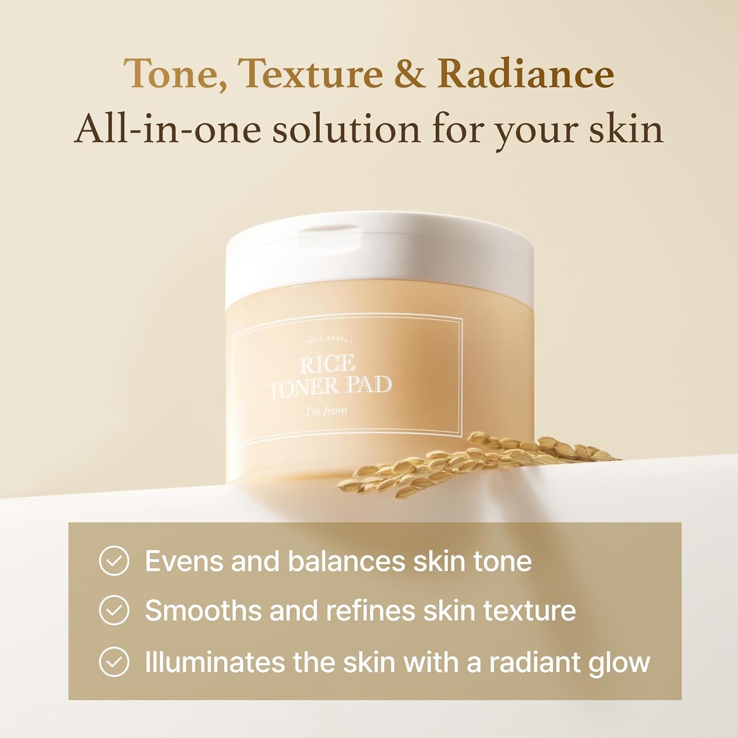 Korean rice toner pads for dry skin - Glam Secret