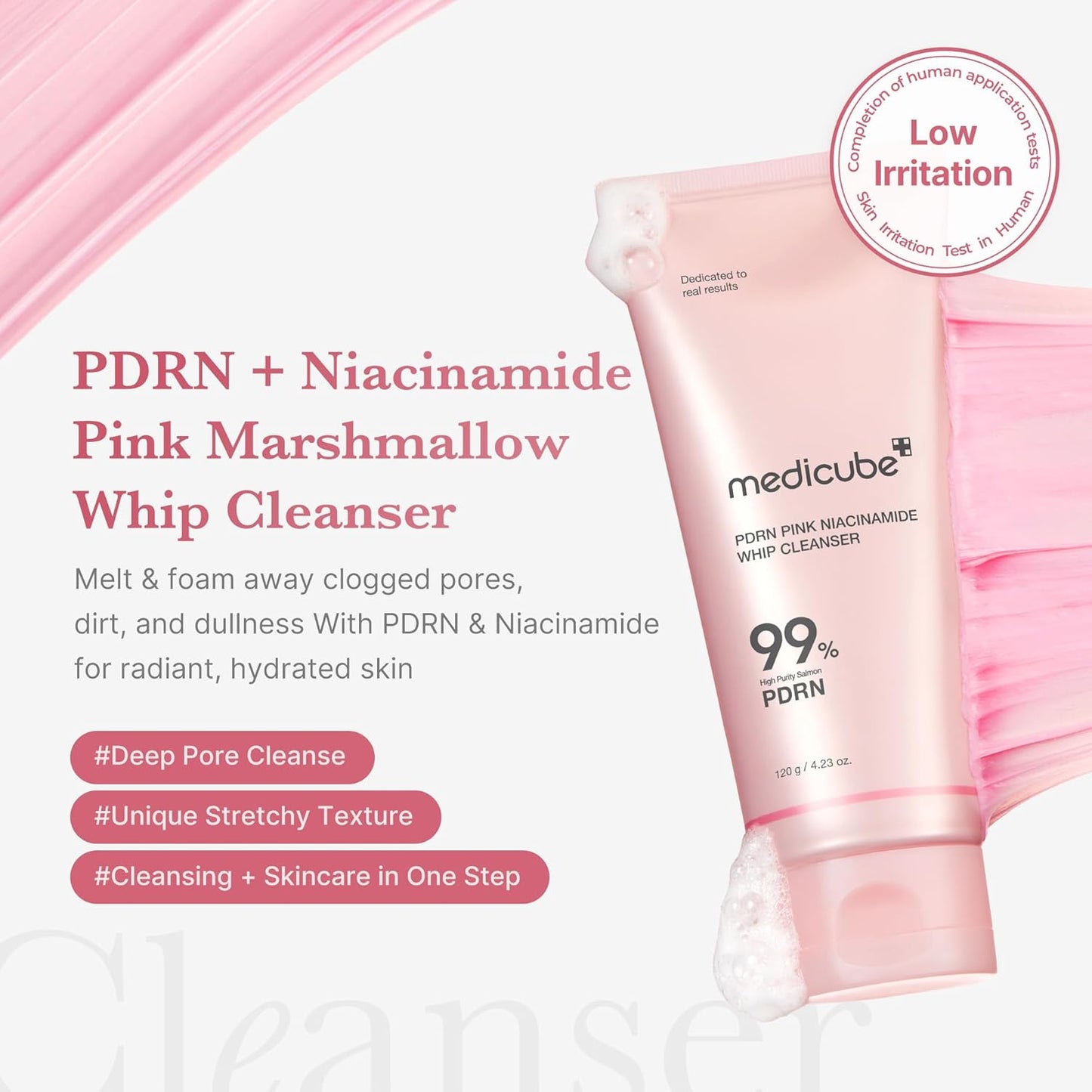 Korean whipped foam cleanser with PDRN and niacinamide 