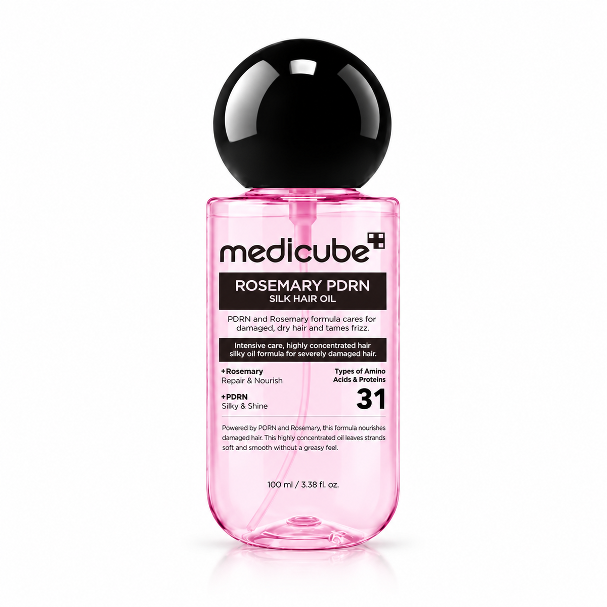 Medicube Rosemary PDRN Silk Hair Oil 100ml Korean hair treatment for dry, damaged and frizzy hair at Glam Secret UAE.