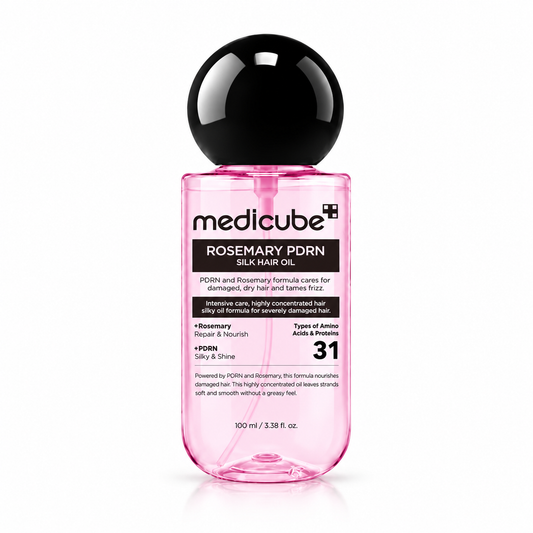 Medicube Rosemary PDRN Silk Hair Oil 100ml Korean hair treatment for dry, damaged and frizzy hair at Glam Secret UAE.