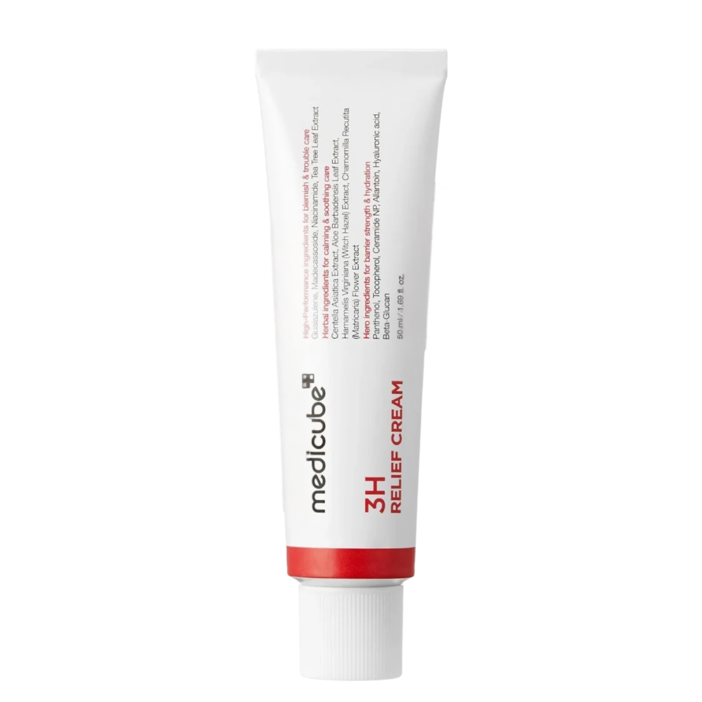 Medicube 3H Relief Cream in a jar, Korean relief cream with a white and green packaging, designed for soothing and calming skin.