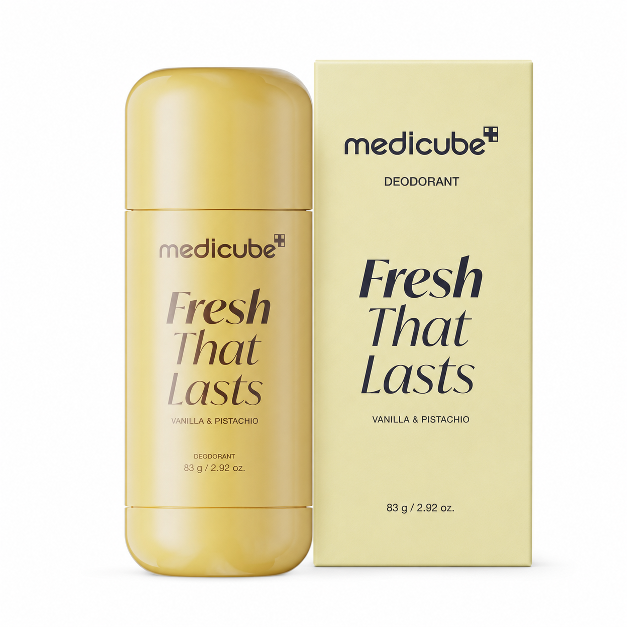 Medicube Fresh That Lasts Vanilla and Pistachio Deodorant 83g with matching box