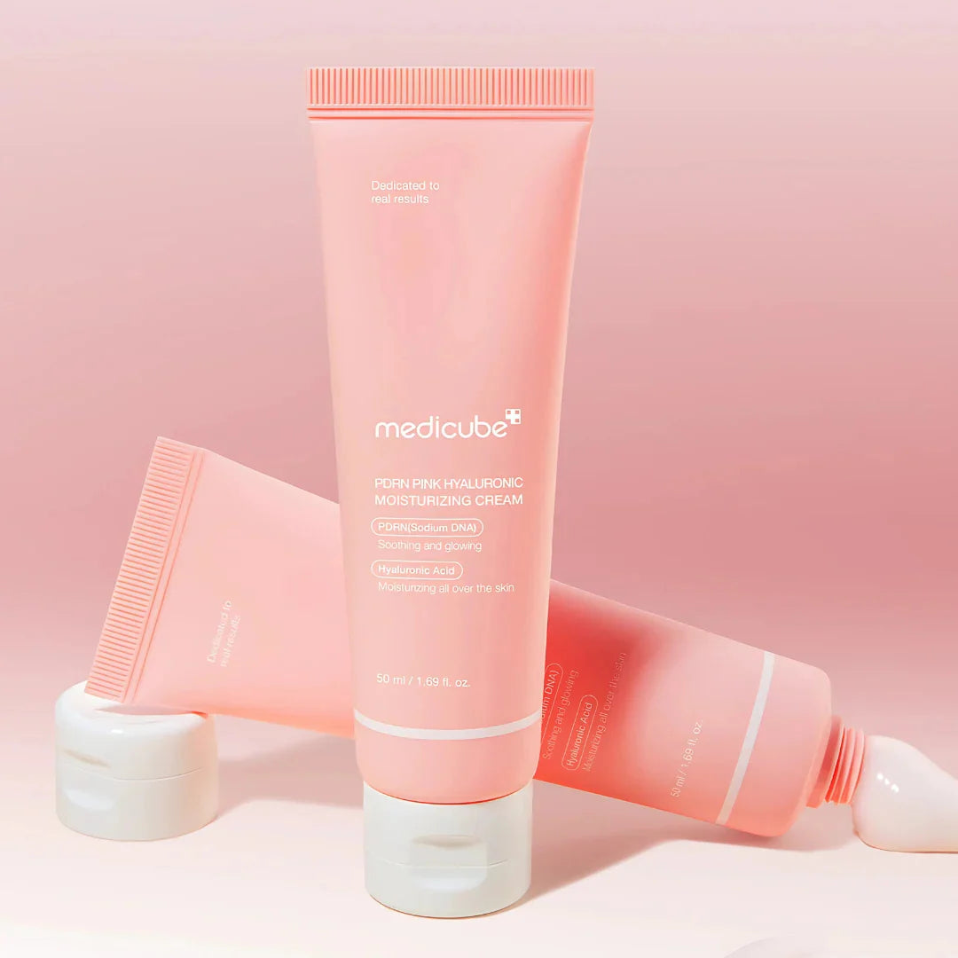 Medicube PDRN Pink Hyaluronic Moisturizing Cream 50g jar, hydrating skincare cream with PDRN and pink hyaluronic acid 