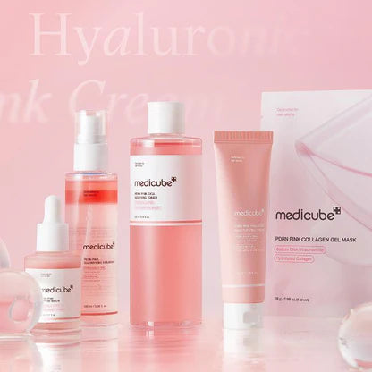 Medicube PDRN Pink Hyaluronic Moisturizing Cream 50g jar, showing smooth pink cream inside a white container with the product label 