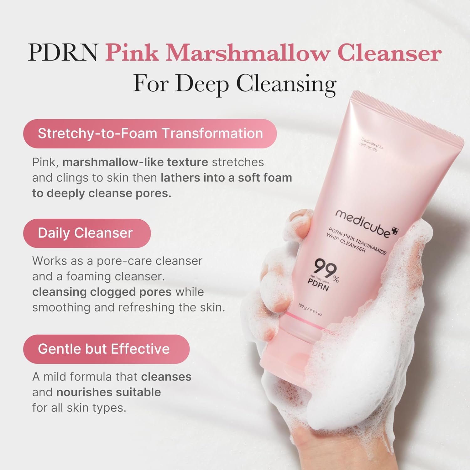 Medicube PDRN cleanser for hydration texture and glow 