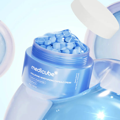 Medicube hyaluronic moisturizing capsule cream in a 50g jar, showing the creamy texture and packaging