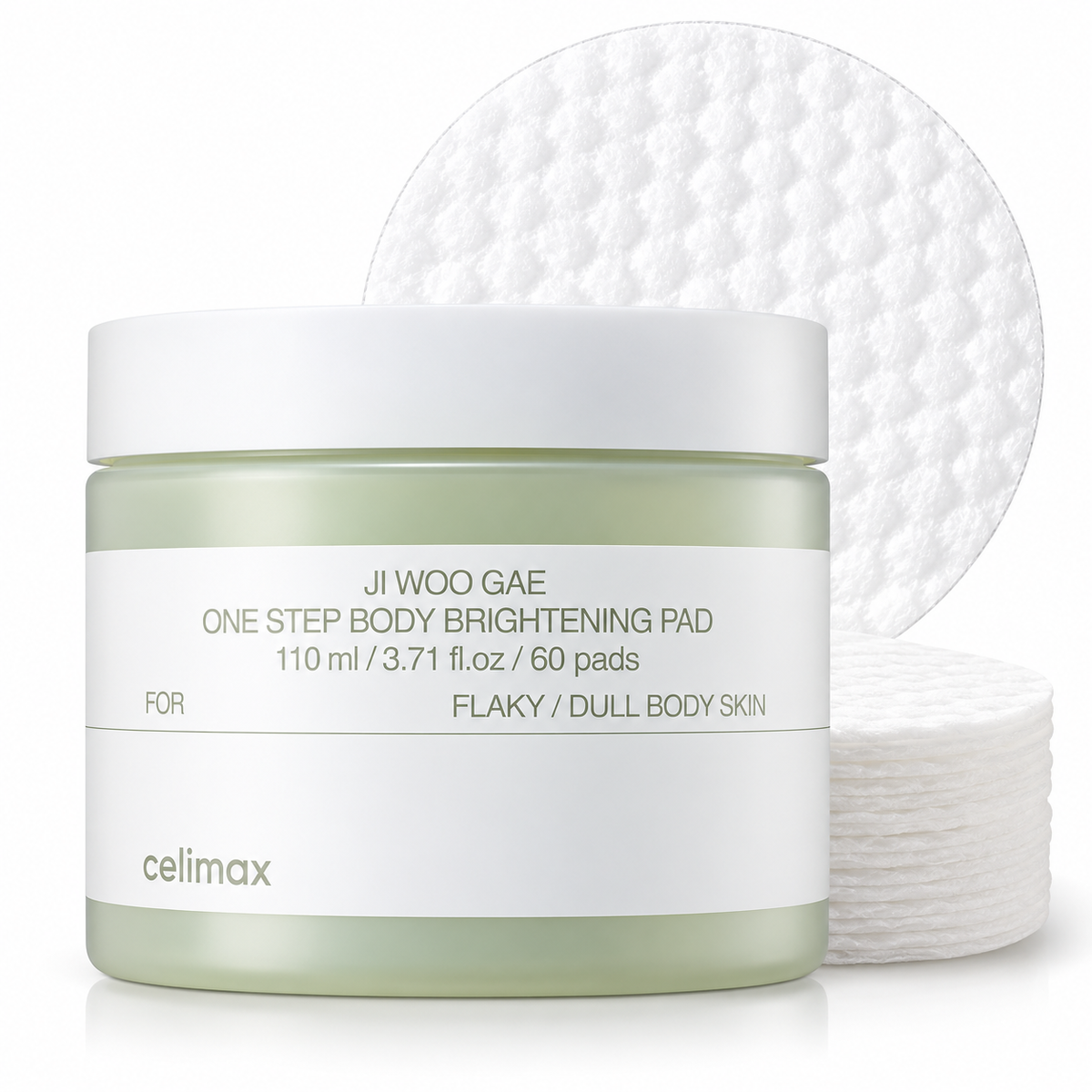 Celimax Ji Woo Gae One Step Body Brightening Pads 60pcs 110ml Korean PHA exfoliating pads for underarms, knees and elbows – Glam Secret UAE