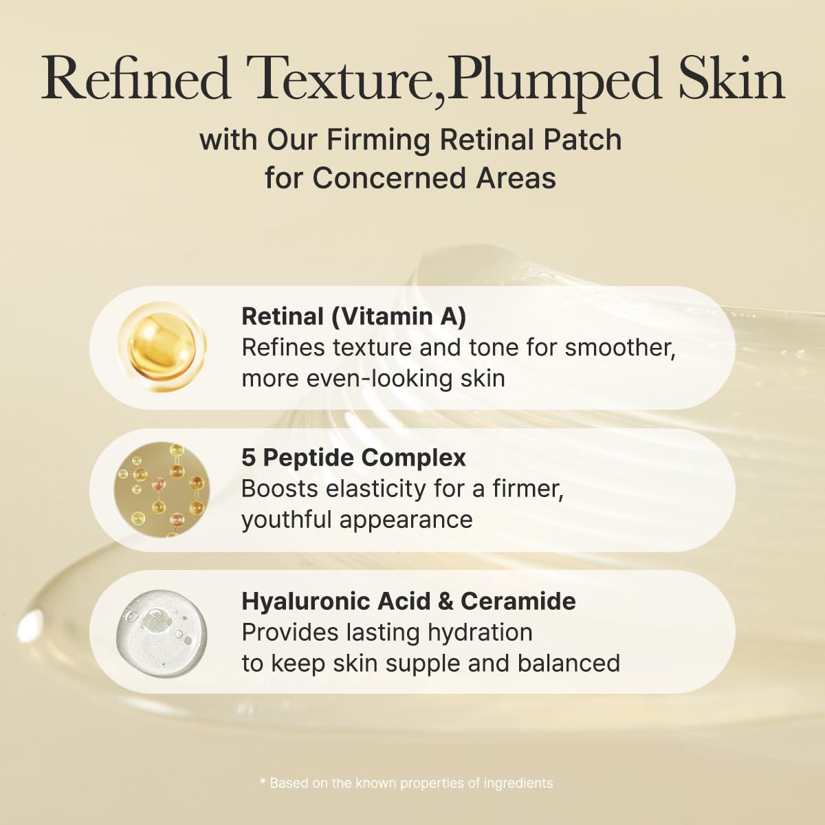 Retinal eye mask patches for fine lines and puffiness