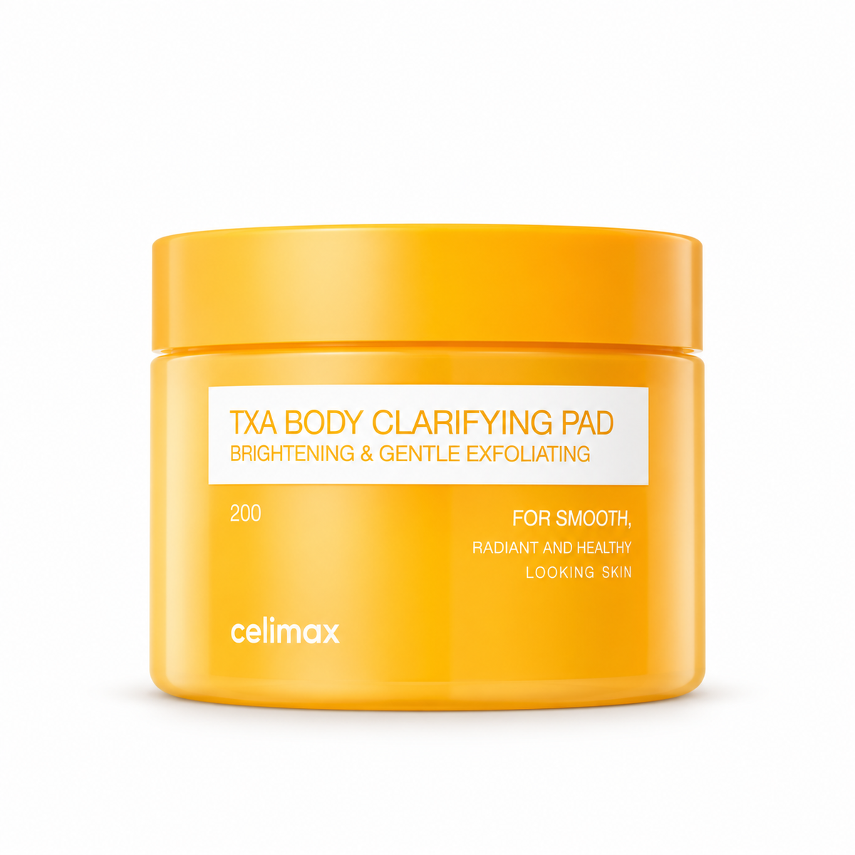 Celimax TXA Body Clarifying Pad 50pcs 200ml orange jar for body brightening, dark underarms and gentle exfoliation at Glam Secret UAE