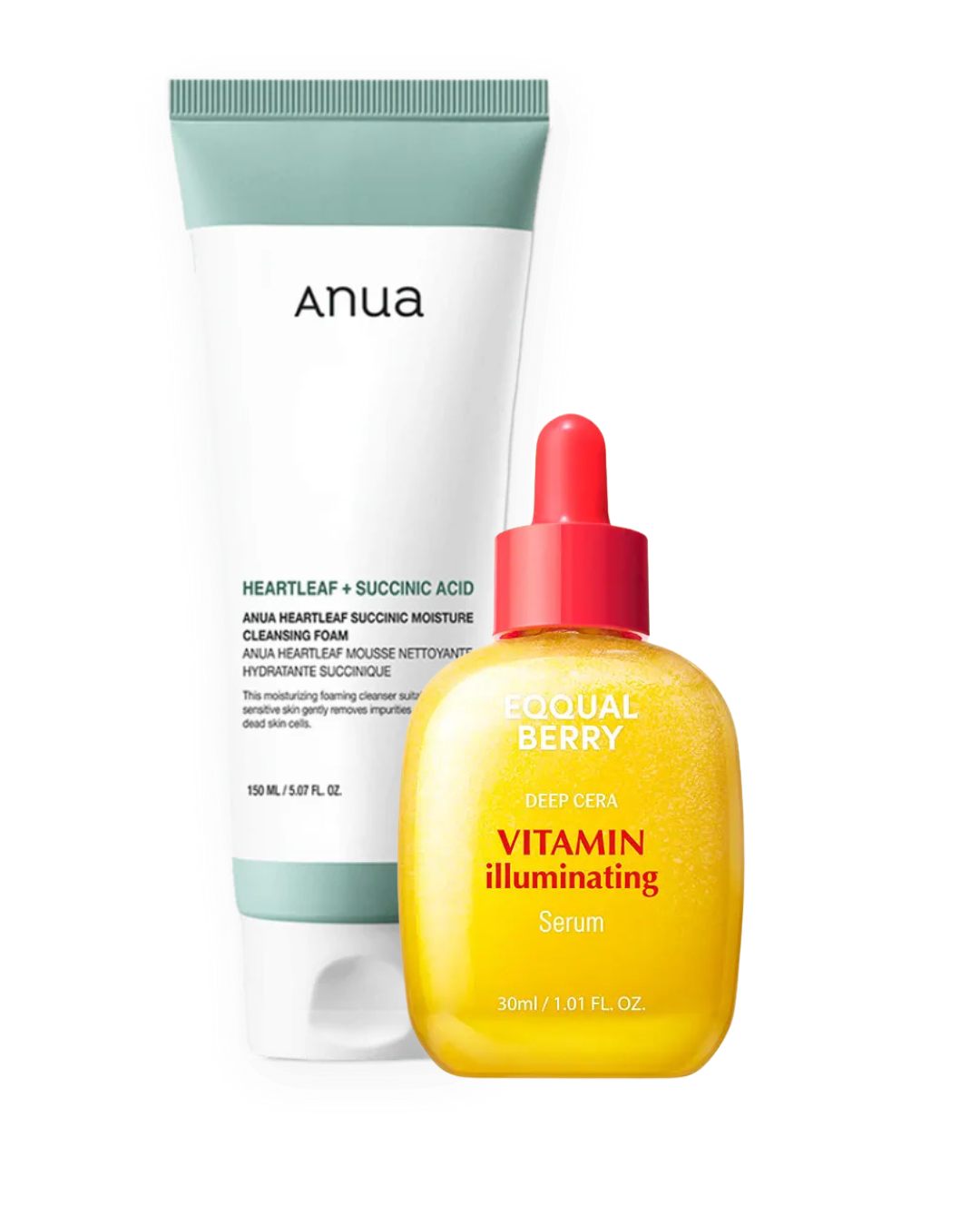 EQQUALBERRY Vitamin illuminating Serum & ANUA Heartleaf Succinic Moisture Cleansing Foam SET