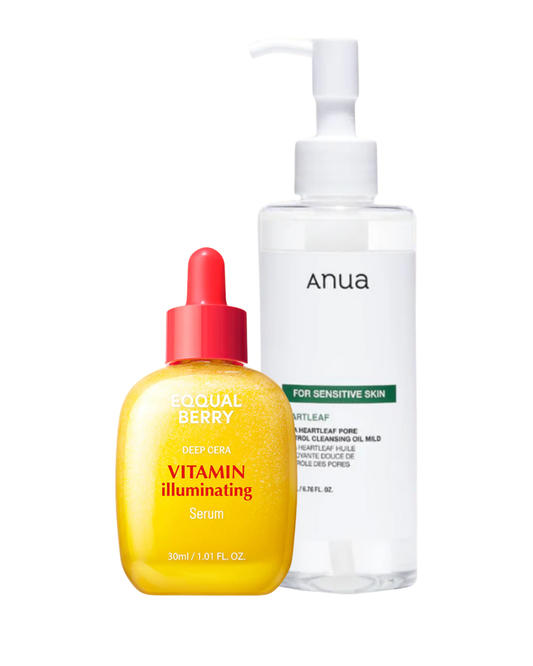 EQQUALBERRY Vitamin Illuminating Serum &amp; ANUA Heartleaf Pore Control Cleansing Oil Mild Set