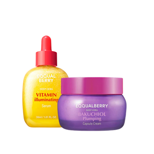 EQQUALBERRY Vitamin Illuminating Serum & Bakuchiol Cream Set