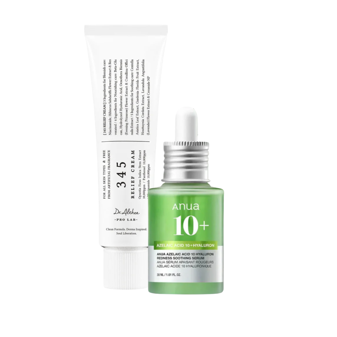 DR ALTHEA 345 Relief Cream & ANUA Azelaic Acid 10+ Hyaluron Serum Set - Glam Secret