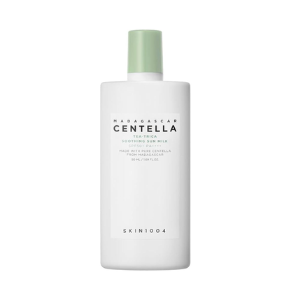 SKIN1004 Madagascar Centella Tea-Trica Soothing Sun Milk SPF50+ PA++++ 50ml Korean sunscreen for soothing care, oil control, and lightweight daily sun protection.