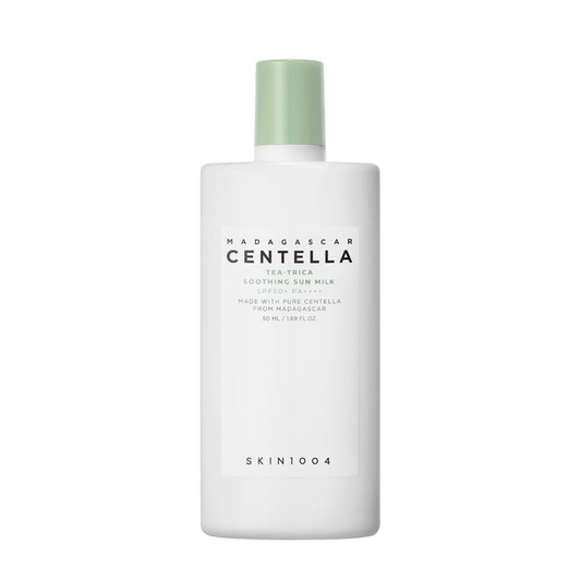 SKIN1004 Madagascar Centella Tea-Trica Soothing Sun Milk SPF50+ PA++++ 50ml Korean sunscreen for soothing care, oil control, and lightweight daily sun protection.