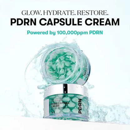 VT PDRN Capsule Cream 50ml, Korean anti-aging cream with a sleek jar and capsule design, promoting youthful skin.