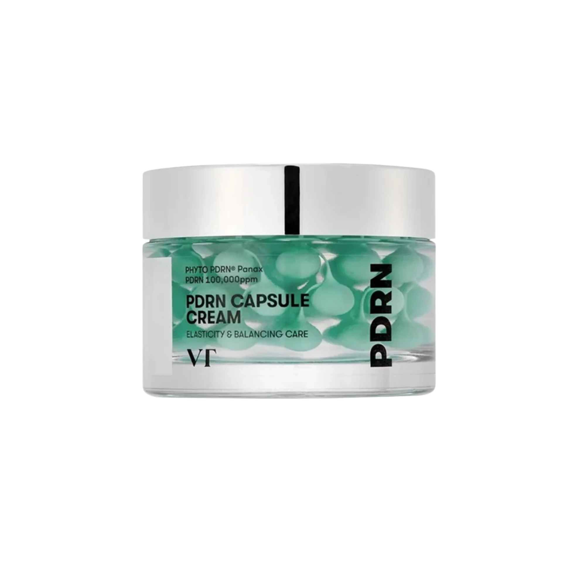 VT PDRN Capsule Cream in a 50ml jar, featuring a white and blue container with the VT logo, for skincare and skin repair.