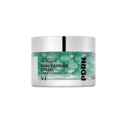 VT PDRN Capsule Cream in a 50ml jar, featuring a white and blue container with the VT logo, for skincare and skin repair.