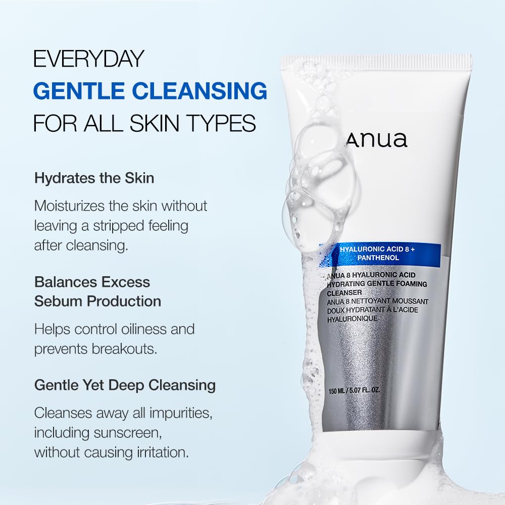 ANUA Hyaluronic Acid 8+ Panthenol Foaming Cleanser - Glam Secret