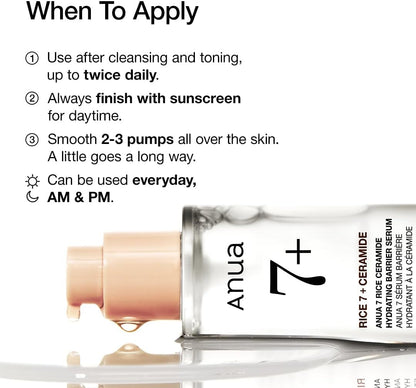 ANUA Rice 7 Ceramide Hydrating Barrier System Serum - Glam Secret