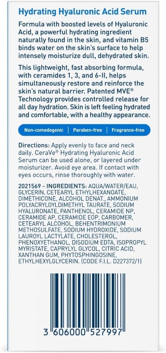 CERAVE Hydrating Hyaluronic Acid SerumAcid SerumGlam Secret