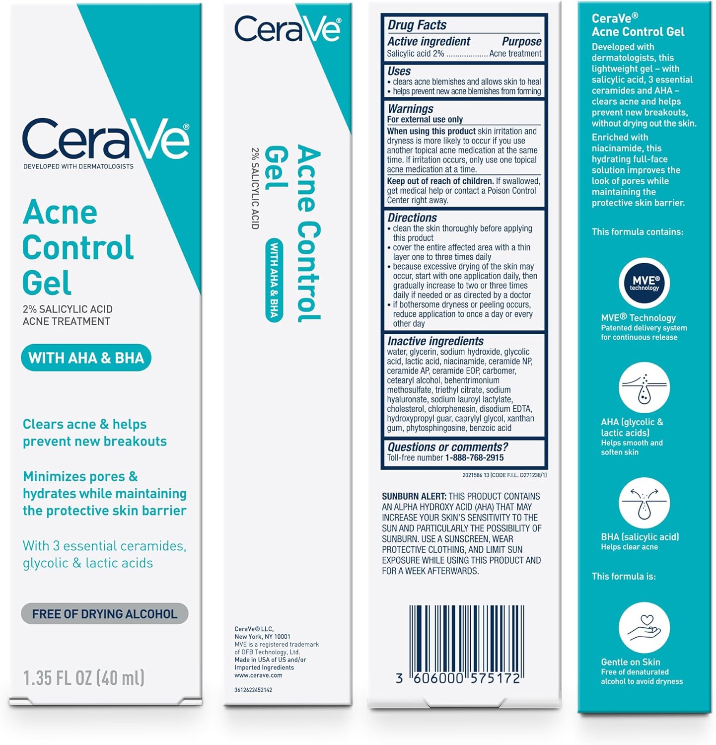 CeraVe Acne Control Gel 2% Salicylic Acid Acne Treatment - 40ml - Glam Secret