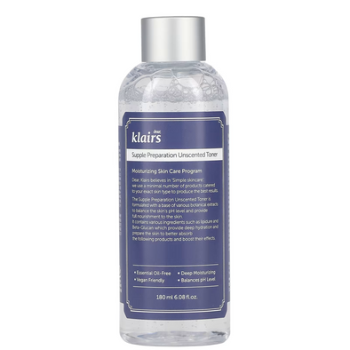 Dear Klairs Supple Preparation Unscented Toner | Fragrance-Free Hydration for Sensitive Skin - Glam Secret