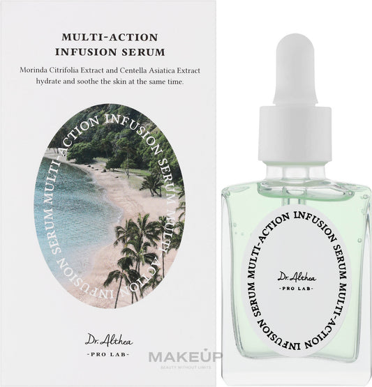 Dr Althea Multi-Action Infusion Serum bottle showing the white and pink label with dropper applicator.