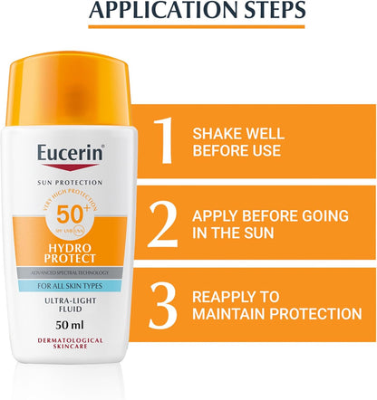 EUCERIN Sunscreen Hydro Protect Face Ultra Light Fluid SPF 50+ - Glam Secret