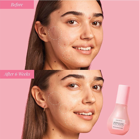 Glow Recipe Watermelon Glow Niacinamide serum in a clear bottle with a pink cap, showcasing the hydrating skincare product.