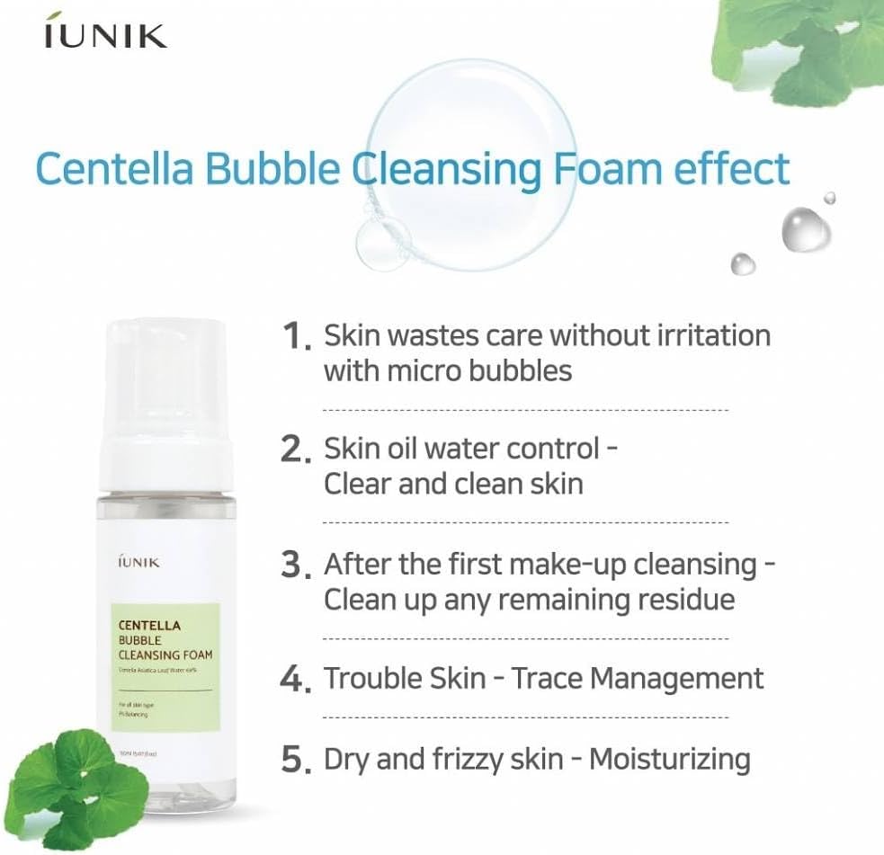 iUNIK Centella Bubble Cleansing Foam | Gentle, Soothing Cleanser for All Skin Types - Glam Secret