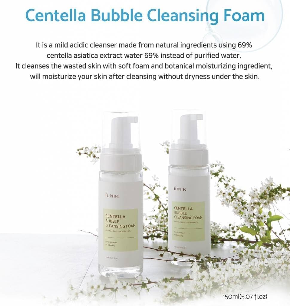 iUNIK Centella Bubble Cleansing Foam | Gentle, Soothing Cleanser for All Skin Types - Glam Secret