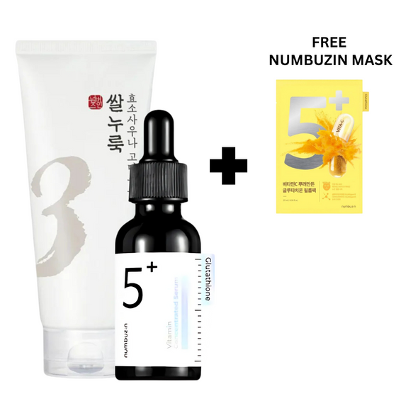 NUMBUZIN No.3 Rice Enzyme Skin Softening Cleansing Foam & Numbuzin 5+ vitamin concentrated serum Brightening antioxidant - Glam Secret