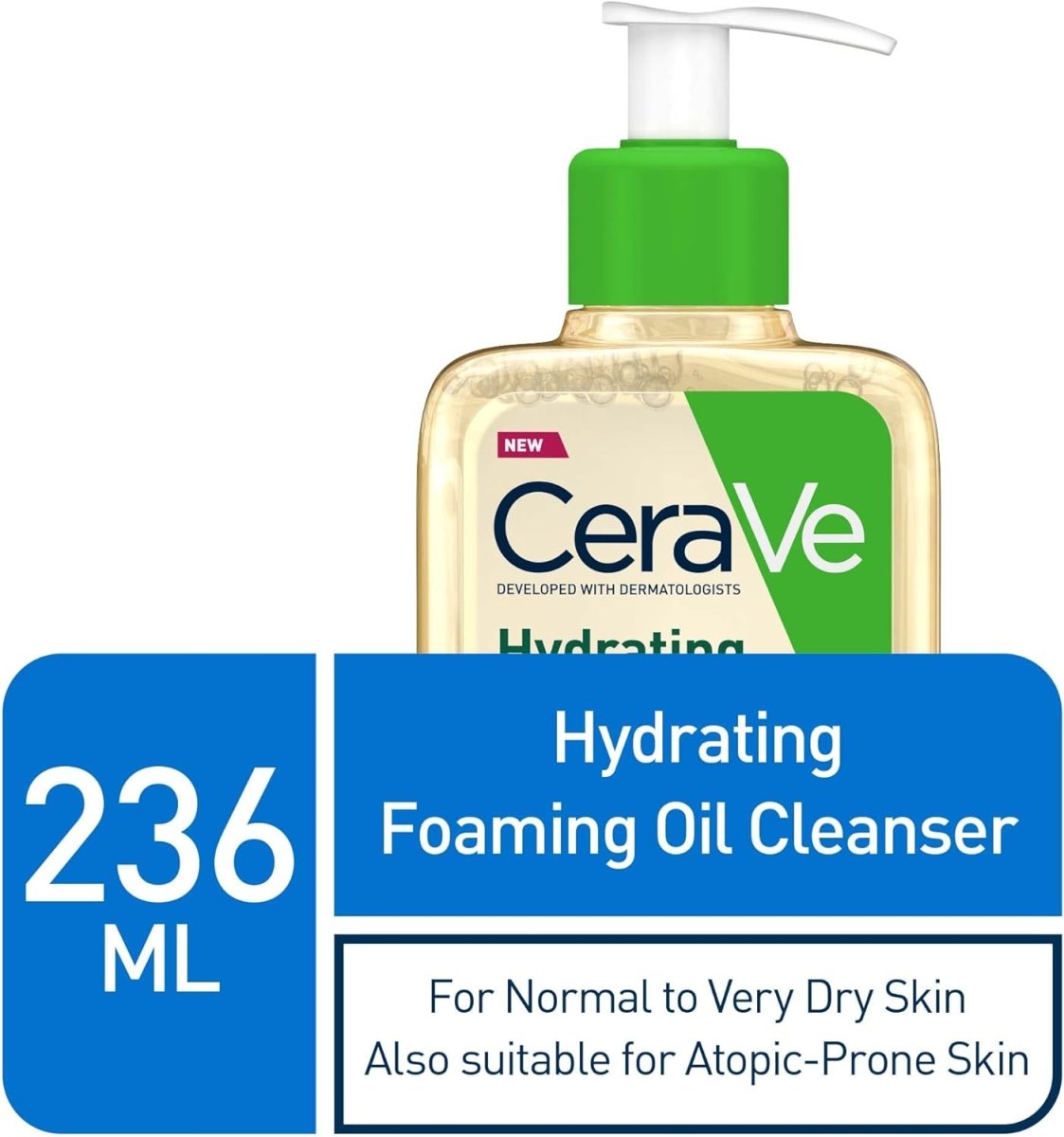 CERAVE CeraVe Hydrating Foaming Oil Cleanser for Normal to Very Dry Skin with Squalane, Triglyceride and 3 Essential Ceramides (For Face and Body), Clear, 236 mlCleanserGlam Secret