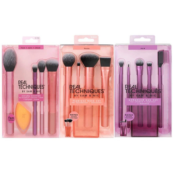 Real Techniques Brush Set (Everyday Essentials, Enhanced Eye, Flawless Base)Makeup ToolsGlam Secret